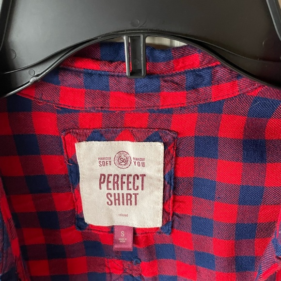 Red & Navy checkered flannel - S - Picture 2 of 3